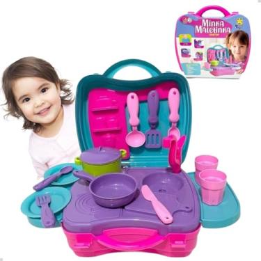 Imagem de Cozinha Infantil Brinquedo Meninas Bebe Maleta Cooktop Fogao Panelinha Kit Completo
