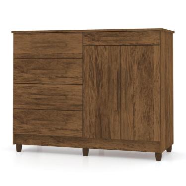 Imagem de Cômoda Sapateira para Quarto 05 Gavetas e 02 Portas Livia Imbuia - Pallazio