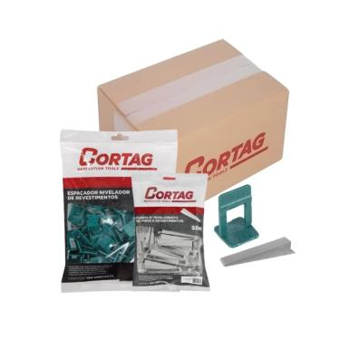 Imagem de Espaçador Nivelador Slim 2,0mm Verde Cortag C/200 Peças e 100 Cunhas