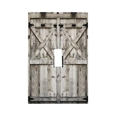 Imagem de Placa de interruptor de luz decorativa de porta de celeiro de campo de madeira 1 entrada de luz decorativa de interruptor elétrico placa frontal para quarto decorar 12,7 cm x 3 tamanho jumbo