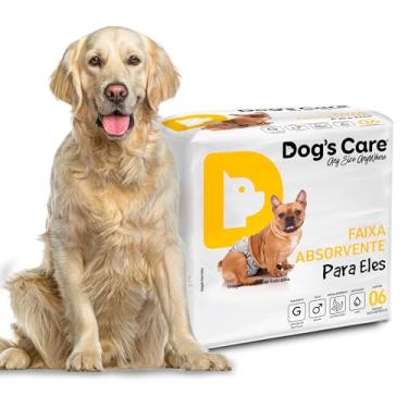 Imagem de DOG’S CARE Fralda Descartável Para Cães Machos - Fralda Absorvente Para Cachorros Idosos e Filhotes - Tamanho G - Cintura de 53 a 76cm - 6 Unidades