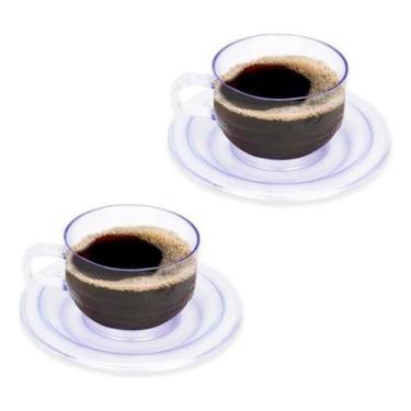 Imagem de Conjunto De Xícaras Transparente Acrílico Cristal 250Ml - Kt