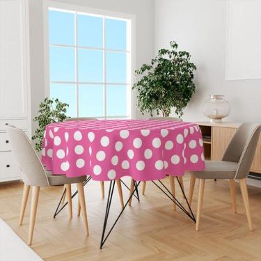 Imagem de Toalha De Mesa Redonda Tecido Oxford Bolinhas Rosa TL11-140x140cm - Co