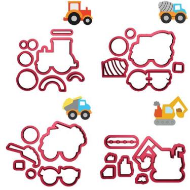 Imagem de Kit 4 Cortadores Trator Betoneira Escavadeira Caçamba - DOCE IMPRESSO,