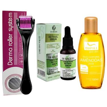 Imagem de Kit Microagulhamento: Dermaroller + Sérum Hidratante Retinol + Óleo Co