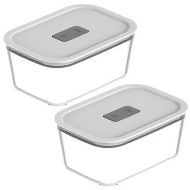 Imagem de Jogo 2 Potes Herméticos C/ Tampa Empilhável Vidro Transparente Multius