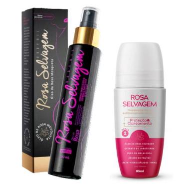Imagem de Rosa Selvagem Óleo Clareador Íntimo Mancha Virilha Foliculite + Desodo