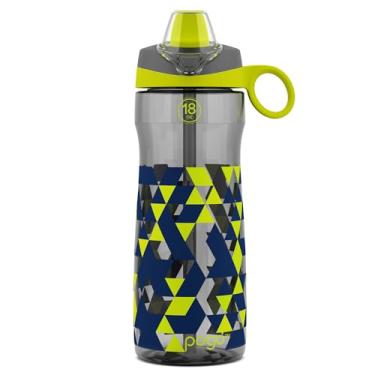 Imagem de Pogo Garrafa de água infantil Tritan sem BPA com canudo macio de silicone, cinza geodo, 510 g.