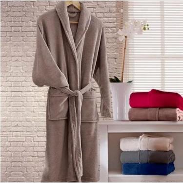 Imagem de Roupão Microfibra Inverno Verão Adulto Unissex Taupe - Corttex, P