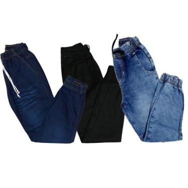 Imagem de Calça Jeans Masculina Infantil Meninos Com Regulador - Uzelooks, Preto