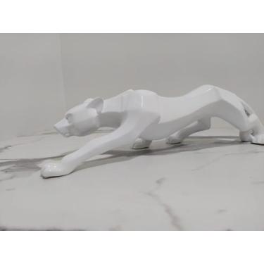 Imagem de Imagem estatueta pantera 37cm em resina decoração - ACARYART, Branco