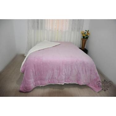 Imagem de Coberdrom queem rose manta + sherpa muito macio - RMC ENXOVAIS