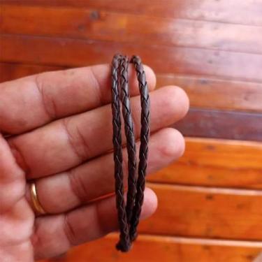 Imagem de Pulseira bracelete masculino feminino de couro preto marrom 3 volta re