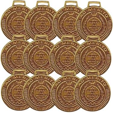 Imagem de Kit com 36 Medalhas Rema Honra Ao Mérito 40mm Com Fita Cor Bronze