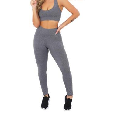 Imagem de Conjunto Fitness Academia Preto (Top + Legging) - JinkingStore, Cinza,