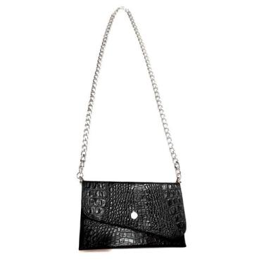 Imagem de Bolsa Necessaire Feminina Tiracolo Alça Clutch Couro Legitimo Artesana