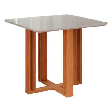 Imagem de Mesa para Sala de Jantar Flora Quadrada 94 x 94 cm MDF/Vidro Cimol Nat