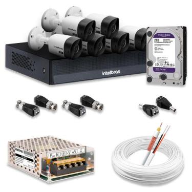 Imagem de Kit 6 Câmeras Segurança Intelbras Hd 720p Com Dvr Mhdx 1008-c Full Hd 
