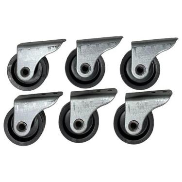 Imagem de Kit Rodinhas Fixas Móveis Mini Rodízio Roda 6 und Preto - PB Plast