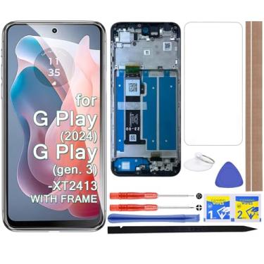 Imagem de Tela LCD de substituição de tela sensível ao toque com moldura para Motorola Moto G Play 2024 XT2413 XT2413-1 XT2413-2 XT2413-3 G Play Gen 3 XT2413V 6,5 polegadas