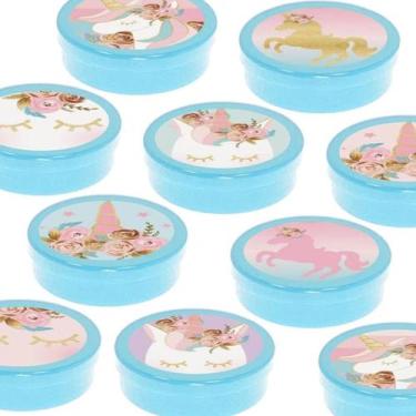 Imagem de Latinha Lembrancinha Festa Unicórnio - 8cm - 20 unidades - Azul - Rizz