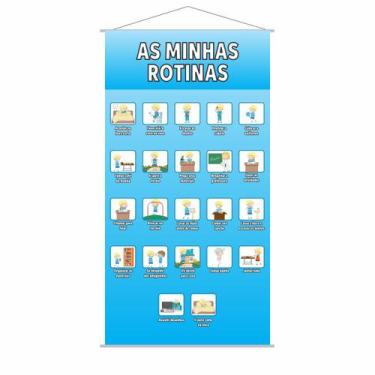 Imagem de Banner Pedagógico Minhas Rotinas para Menino 120x65cm - PlimShop