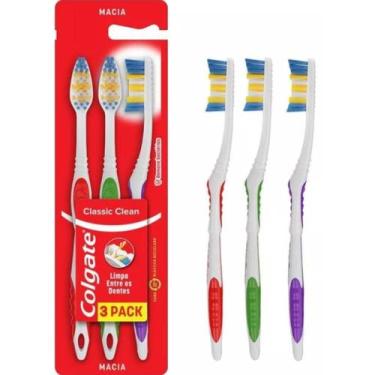 Imagem de Escova Dental Macia Colgate Classic Clean Kit Com 3 Pack