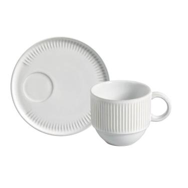 Imagem de Xícara Para Chá 230ml Com Pires Cerâmica New White Porto Brasil