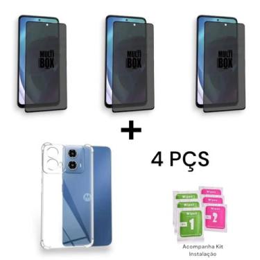 Imagem de Kit 3UN Película Fosca Privacidade Para Motorola Moto G04 + 1UN Capa T
