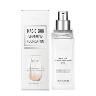 Imagem de Base para mudança de maquiagem, base líquida para mudança de cor - Base corretiva de cobertura total,Base líquida de pele de longa duração para mulheres, velhas, namoradas