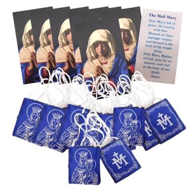 Imagem de Westmon Works Conjunto de cartas de Ave Maria Escapulário e Sagrado Pacote de Salas de Ave Maria Pacote de Escapulários Tradicionais de Feltro Marrom e Cartões de Santo de Oração, Conjunto de 12 de