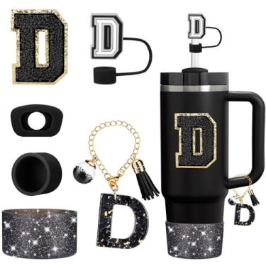 Imagem de Mity rain Conjunto de 6 peças de acessórios para copo Stanley Cup 850 g 1,134 g copo com alça, acessórios pretos incluindo topo de palha, bota, tampa à prova de derramamento, pingente de alça, adesivo