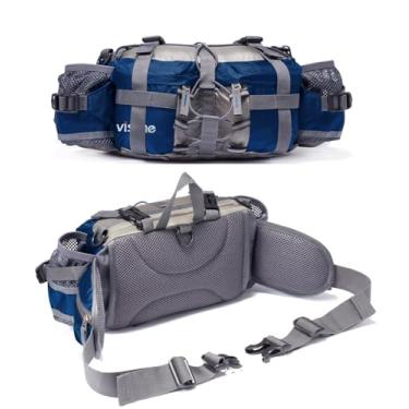 Imagem de VISCNE Pochete para atividades ao ar livre, caminhadas, pesca, bolsa de cintura, 2 suportes para garrafa de água, pacote lombar