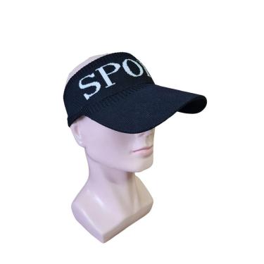 Imagem de Boné Viseira em Tricô Preto Elástico | Aba Grande 10cm