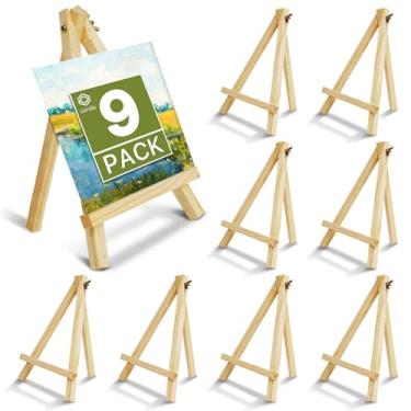 Imagem de conda Pacote com 9 Cavaletes de Madeira de 9", Suporte de Cavalete para Pintura de Telas, Arte e Artesanato, Tripé, Cavalete para Festa de Pintura, Cavaletes de Mesa para Estudante (, Marrom)