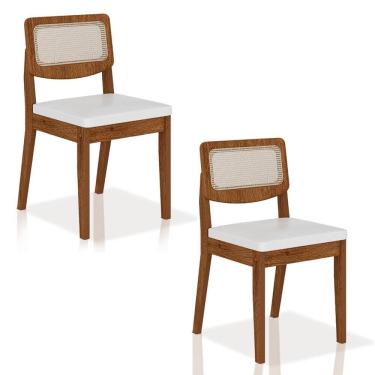 Imagem de Kit 2 Cadeiras Sextavada Bari Freijó/corino Branco - Móveis Arapongas