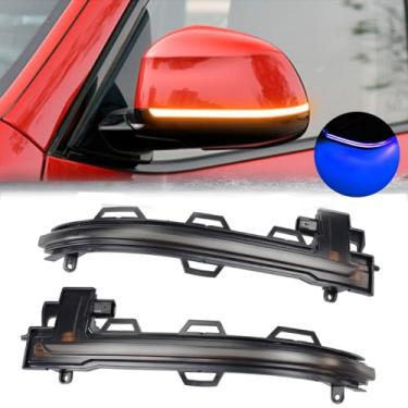 Imagem de Yoegerery 2 peças para X3 F25 X4 F26 X5 F15 X6 F16 2014-2018 Lâmpada indicadora de pisca-pisca do espelho lateral do carro LED luz de seta dinâmica (amarelo-azul)