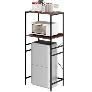 Imagem de QieerHior Mini prateleira de geladeira, mini geladeira e microondas, suporte para armazenamento de minigeladeira, altura ajustável, suporte para micro-ondas e geladeira, adequado para dormitórios,