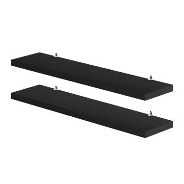 Imagem de Kit 2 Prateleiras Suspensas 40x10 Nicho Organizador Mdf Preto