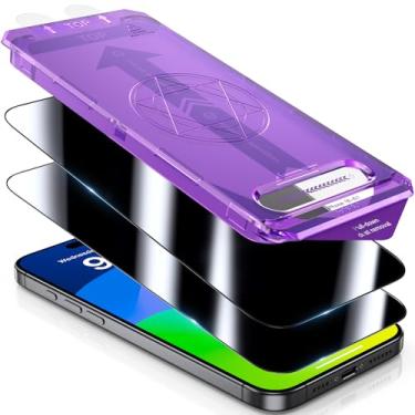 Imagem de UniqueMe Protetor de tela de privacidade para iPhone 16 - [Kit de alinhamento automático] Protetor de tela 16 de vidro temperado [Armadura de privacidade invisível] Cobertura total 3D tela 9H 16 2