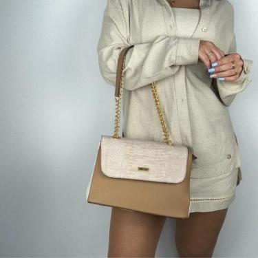 Imagem de Bolsa recuo em couro legítimo b.1085, Cobra camel