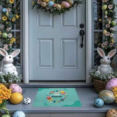 Imagem de Tapete de Porta Capacho Divertido Feliz Pascoa Orelha