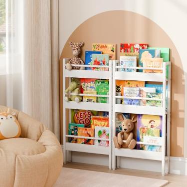 Imagem de Estante infantil – Estante de livros de parede de 6 camadas para quartos infantis, estante atrás da porta para crianças/bebês/crianças, prateleira de canto de 38 cm L para quarto/berçário, organizador