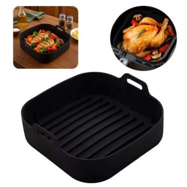 Imagem de Forma De Silicone Air Fryer Fritadeira Quadrada 16cm Preto Lyor
