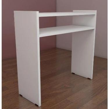Imagem de Mesa para Manicure com Prateleira, 80cm, Branca, Para Salão de Beleza