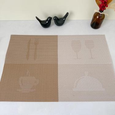 Imagem de Lugar Jogo Americano Retangular Mesa Posta Jantar Cozinha Sousplat Descanso De Prato Decorativo 1pç (Xícara Dourado)