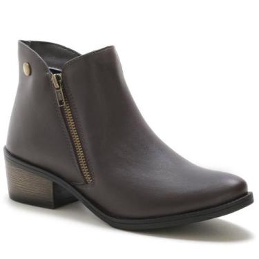 Imagem de Bota Botinha Feminina Beauty Cano Curto Ziper - Franboots, Café, 37