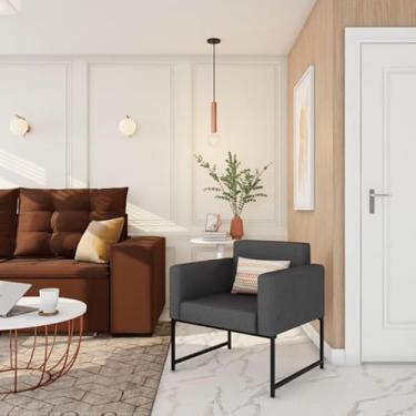Imagem de Poltrona Sheila Mobly, Modelo Estofado para Sala de Estar, Cor Cinza
