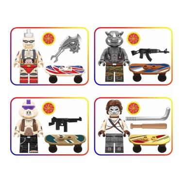 Imagem de Boneco Blocos De Montar Kit Tartarugas Ninja Vilões Skate