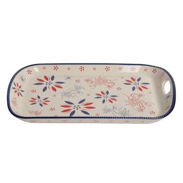 Imagem de Temp-tations by Tara Bandeja de servir com alças patrióticas – Bandejas grandes de mesa de café de 40,6 cm, travessa de cerâmica para otomana, travessas decorativas para decoração de casa, bar, jantar